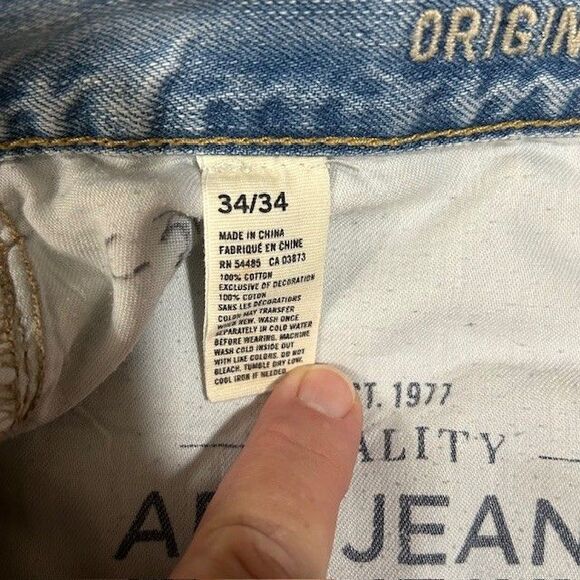 American Eagle Jeans Men 34x34 Blue Denim Light Wash Original Boot Cut - Picture 10 of 14